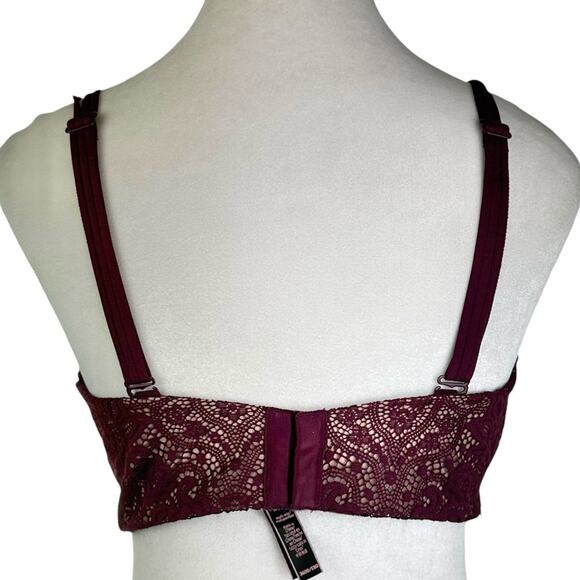 Victoria’s Secret Very Sexy Add 2 Cups Lace Padded Push Up Bra Burgundy Sz 36DD - Picture 3 of 6